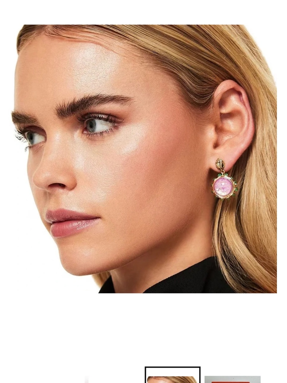 Kurt Geiger Gold-Tone Earrings with Pink Iridescent Centers